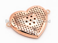 Clear CZ Micro Pave Heart Shape With Flower Connector for Bracelet/Necklace, Cubic Zirconia Space Connector, CZ Pave Beads,21x28mm, sku#Y35
