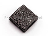 CZ Flat Square Beads Black Micro Pave Beads, Cubic Zirconia Spacer Beads, Men's Jewelry Findings, 10x10x5mm, sku#Y55
