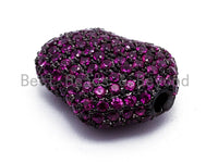 CZ Micro Pave Nugget Spacer Beads with Fuchsia Crystal for Bracelet/Necklace, Cubic Zirconia Space Beads,15x17x8mm, sku#Y56