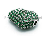 Green CZ Micro Pave Nugget Shape Spacer Beads with for Bracelet/Necklace, Cubic Zirconia Beads,15x17x8mm, sku#Y57