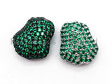 Green CZ Micro Pave Nugget Shape Spacer Beads with for Bracelet/Necklace, Cubic Zirconia Beads,15x17x8mm, sku#Y57