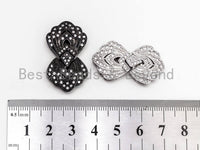 Clear CZ Micro Pave Double Flower Box Clasp, Cubic Zirconia Box Clasp, CZ Pave Tab Insert Clasp Fastener, 19X33X6mm, sku#Y64