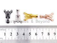 CZ Micro Pave two strands  Fold Over Clasp, Cubic Zirconia Buckle Clasp/Connector, 14x23x7mm, sku#Y67