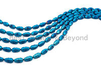 Natural Hematite Matt Blue Long Oval Beads, Old Man Head Carved, Oval Metallic Blue Gemstone Beads, 8x16mm,8'' Full Strand, Sku#W59