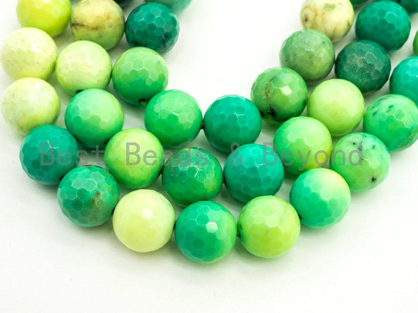 Top Quality Natural Green Opal Faceted Round Beads, 6mm/8mm/10mm/12mm/14mm Natural Beads,15.5" Full Strand, SKU#U182