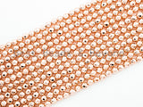 2018 New Color-Light Rose Gold Color Hematite-2/3/4/6/8/10/12mm Round Faceted Gemstone Beads-15.5 inch FULL strand-Rose Gold Beads-SKU#S73