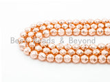 2018 New Color-Light Rose Gold Color Hematite-2/3/4/6/8/10/12mm Round Faceted Gemstone Beads-15.5 inch FULL strand-Rose Gold Beads-SKU#S73