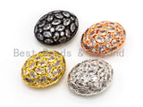 25mm/18mm CZ Micro Pave Large Oval Spacer Beads Diamond Crystal for Bracelet/Necklace, Cubic Zirconia Large Space Beads, 1pc, sku#G303