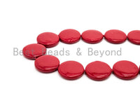 20mm/25mm Natural Mother of Pearl Beads, Red Flat Coin Smooth Gemstone Beads, Red Pearl Shell 15'' full strand, SKU#U187 BestbeadsbeyondUS