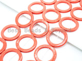 40mm Natural Mother of Pearl Beads, Coral Color O Ring Gemstone Beads, Pearl Shell Beads, 15inch full strand, SKU#U190