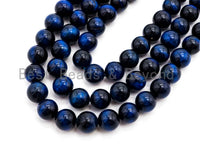 High Quality Natural Blue Tiger Eye Round  Beads, 4mm/6mm/8mm/10mm/12mm/14mm Beads, Blue Tiger Eye Gemstone, 15.5'' Full strand, SKU#U67 Bestbeads&Beyond