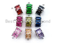 6x10mm CZ Micro Pave Big Hole Tube Beads, Purple/Green/Black/Pink Cubic Zirconia Spacer Beads, European Large Hole Beads, sku#G271