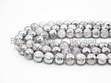 Crack Quartz Half Silver Plated, 6mm/8mm/10mm/12mm/14mm Round Smooth beads, Silver Clear Quartz Beads, 15.5inch strand, SKU#U55