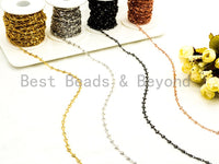 1 Foot/Yard-CZ Beaded Chain-5mm Triangle CZ Beads-Gold Silver Rose Gold Gunmetal Plated Bezel Chain,Bezel Connector Beads,sku#E366