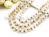 36"/60" Long-Knotted Champagne White Faceted Crystal Necklace,Long Necklace,8mm Crystal Beads,60inch/36inch Necklace, Neutral Color SKU#D11