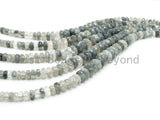 8-18mm Quality Natural Cloudy Quartz Graduated,Faceted/Smooth Rondelle Gemstone Beads,Gray Color Beads, 15.5inch strand, SKU#U206