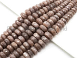 8-18mm Quality Natural Smoky Moonstone Graduated,Faceted/Smooth Rondelle Gemstone Beads, Smoky Color Beads, 15.5inch strand, SKU#U208