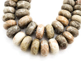 8-18mm High Quality Natural Fossil Coral Gemstone Graduated Beads, Faceted/Smooth Rondelle Gemstone Beads,15inch strand, SKU#U210/U200