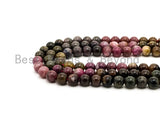 Quality Natural Tourmaline beads, 5mm/6mm/7mm  Round Smooth Natural Tourmaline Gemstone Beads, 15.5inch strand, SKU#U211