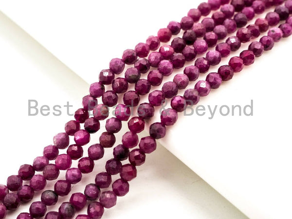 High Quality Natural Ruby Faceted Round Beads, 3mm Ruby Gemstone Beads,15.5" Full Strand,SKU#U212