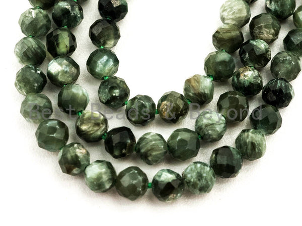 High Quality Natural Seraphinite Faceted Round Sparkly Beads, 2mm/3mm Seraphinite Green Gemstone Beads,15.5" Full Strand,SKU#U213