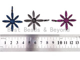 CZ Micro Pave Cobalt/Fuchsia/Green/Black Flower Pendant, CZ Pave Focal Pendant, Gumental plated, 35x37mm sku#F408