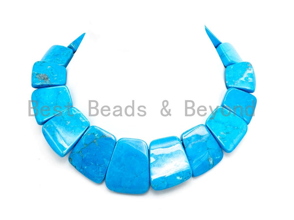 Turquoise Graduated 17-35mm Trapezoid Beads Strand, Turquoise Dyed Color Gemstone Beads, 1 strand,sku#U221