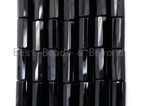 Top Quality Black Onyx Faceted Cylinder/Tube Beads 6x12mm 8x12mm 6x16mm 10x20mm Natural Stones, Gemstones Beads, 15.5" Full Strand, SKU#Q29
