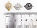 CZ Micro Pave Clear Crystal Round Charm, Connector for Bracelet/Necklace, Cubic Zirconia Crystal Space Connector Link, 13x17mm, 1pc, sku#A54