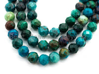 High Quality Natural Chrysocolla beads, 2mm/3mm/4mm, Faceted Round Tiny Gemstone Beads, Sparkly Gemstone Beads, 15.5inch strand, SKU#U234