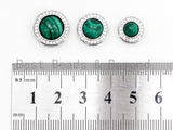 CZ Micro Pave Malachite Green Spacer Beads, Malachite Gemstone Cubic Zirconia Spacer Beads,15mm/13mm/11mm, Green Spacer Beads, sku#B83