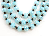60"/36" EXTRA Long Hand Knotted Mint Color Crystal Necklace, Double Wrap Necklace, Mint 2x4mm/5x8mm Rondelle Faceted Crystal Beads,SKU#D24