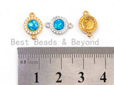 CZ Micro Pave Round connector/Link Finding, Blue Opal, CZ micro paved, Cubic Zirconia CZ Connector, 9x13mm, sku#A68