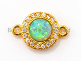 CZ Micro Pave Round connector/Link Finding, Green Opal, CZ micro paved, Cubic Zirconia CZ Connector, 9x13mm, sku#A71