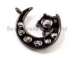 CZ Micro Pave Half Moon charm, Crescent Moon Clear Cubic Zirconia Pave Charm in Gold Rose Gold Silver Black color, 13mm, sku# Y25
