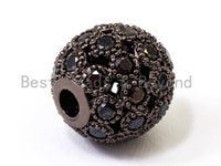CZ Black Micro Pave Round Ball Bead, Cubic Zirconia Pave Beads, Rhodium Shamballa Ball beads, CZ Space Beads, 8mm/10mm,sku#Y31