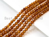 2mm/3mm/4mm Natural Garnet Round Faceted Beads, Brown Gemstones Beads,Garnet Beads,15.5" Full Strand,SKU#U106
