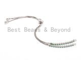 Green CZ Stud Sliding adjustable Half finished bracelet,Box chain with rubber stopper beads, connector link findings,sku#E370