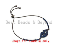 Cobalt Blue CZ Stud Sliding adjustable Half finished bracelet,Box chain with rubber stopper beads, connector link findings,sku#E371