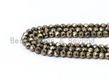 Quality Faceted Golden Pyrite Round  Faceted Beads 2/3/4mm Gemstones Beads,Natural Pyrite Beads,15.5" Full Strand,SKU#U108