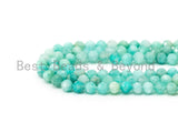 Top Quality Faceted Amazonite Round Beads 3mm/4mm Gemstones Beads,Natural Amazonite  Beads,15.5" Full Strand,SKU#U110