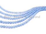 Top Quality Natural Blue Lace Agate Smooth Round Beads, 8mm/10mm/12mm/14mm/16mm Blue Agate Gemstone Beads,15.5" Full Strand,SKU#U114