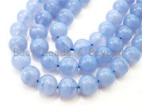 Top Quality Natural Blue Lace Agate Smooth Round Beads, 8mm/10mm/12mm/14mm/16mm Blue Agate Gemstone Beads,15.5" Full Strand,SKU#U114