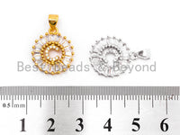 CZ Micro Pave Initial Letter C Charm/Pendent Beads,Cubic Zirconia Pave  Alphabet Beads Pendent, Gold/Silver Finish,16x18mm,sku#Z222