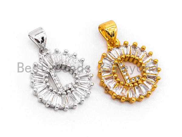 CZ Micro Pave Initial Letter L/ Letter M Charm/Pendent Beads,Cubic Zirconia Pave Alphabet Beads Pendent, Gold/Silver Finish,16x18mm,sku#Z231