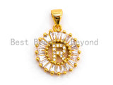 CZ Micro Pave Initial Letter R Charm/Pendent Beads,Cubic Zirconia Pave Alphabet Beads Pendent, Gold/Silver Finish,16x18mm, sku#Z236