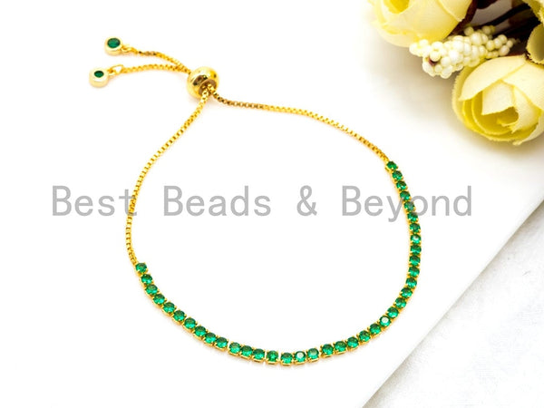 New Style Adjustable Bracelet, Green CZ Pave Stud Bracelet Gold/Silver/Rose Gold/Gunmetal, Bridal Bracelet Jewelry,SKU#P45