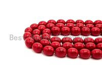 Red Natural Mother of Pearl beads,12x15mm Pearl Oval Barrel beads, Loose Barrel Oval Smooth Pearl Shell Beads, 16inch strand, SKU#T94