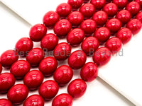Red Natural Mother of Pearl beads,12x15mm Pearl Oval Barrel beads, Loose Barrel Oval Smooth Pearl Shell Beads, 16inch strand, SKU#T94