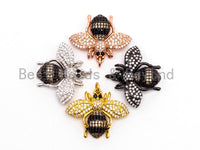 Bumble BEE Charm, CZ Micro Pave Inspired Insect Charm, Cubic Zirconia Pave Pendant,Gold/Rose Gold/Silver/Black, 22x28mm,SKU#F436